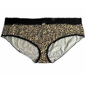 Torrid Yellow Leopard Cotton Mid-Rise Hipster Lace Trim Panty Size 6